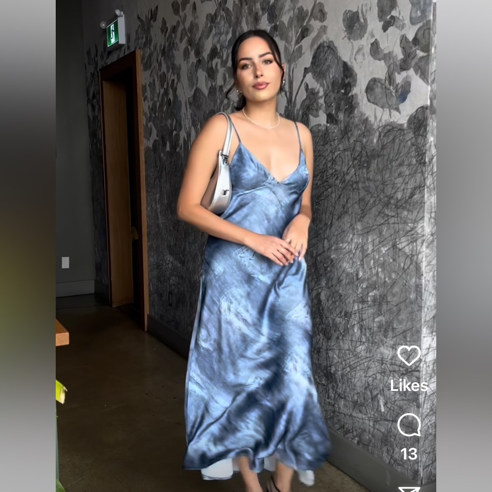 ZARA PRINTED SATIN EFFECT SLIP DRESS - Picture 11 of 16